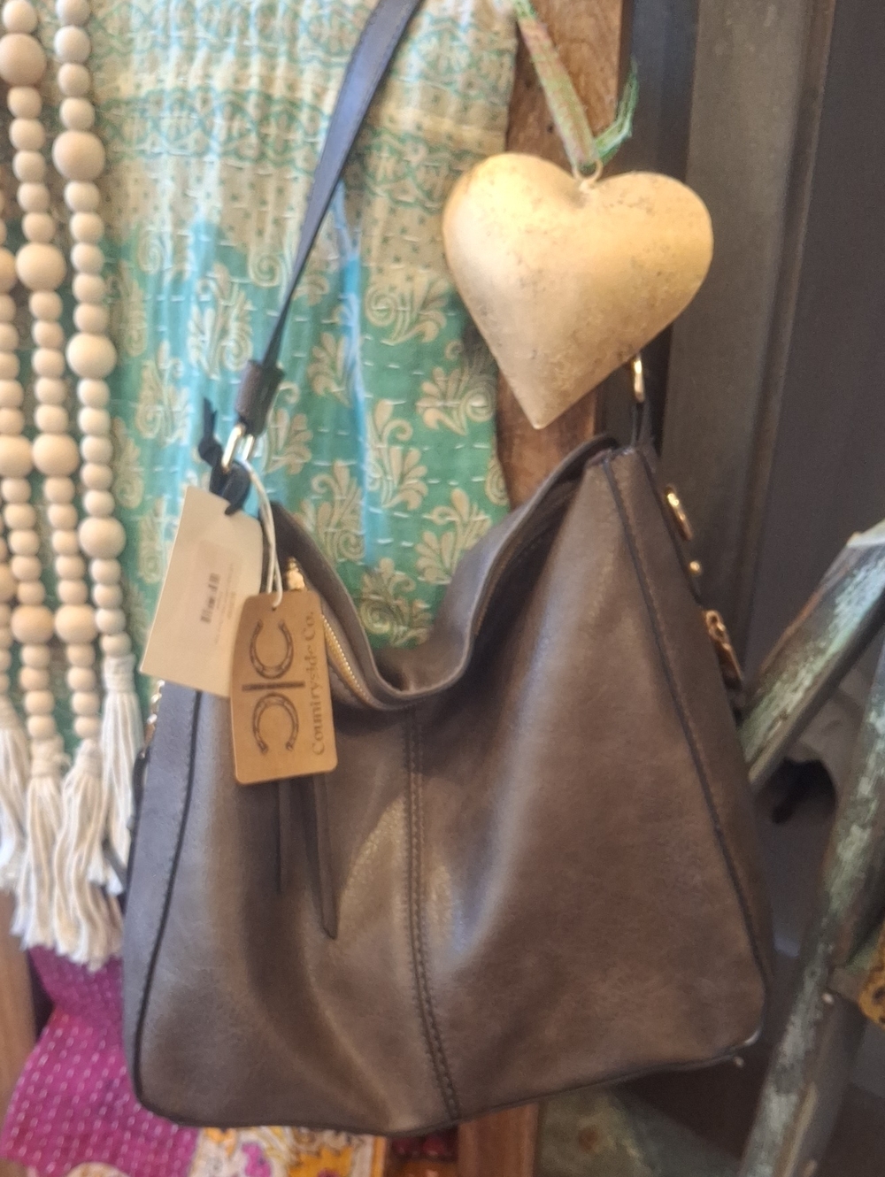 Sleek Shoulder Hobo Bag in Dark Brown Leather